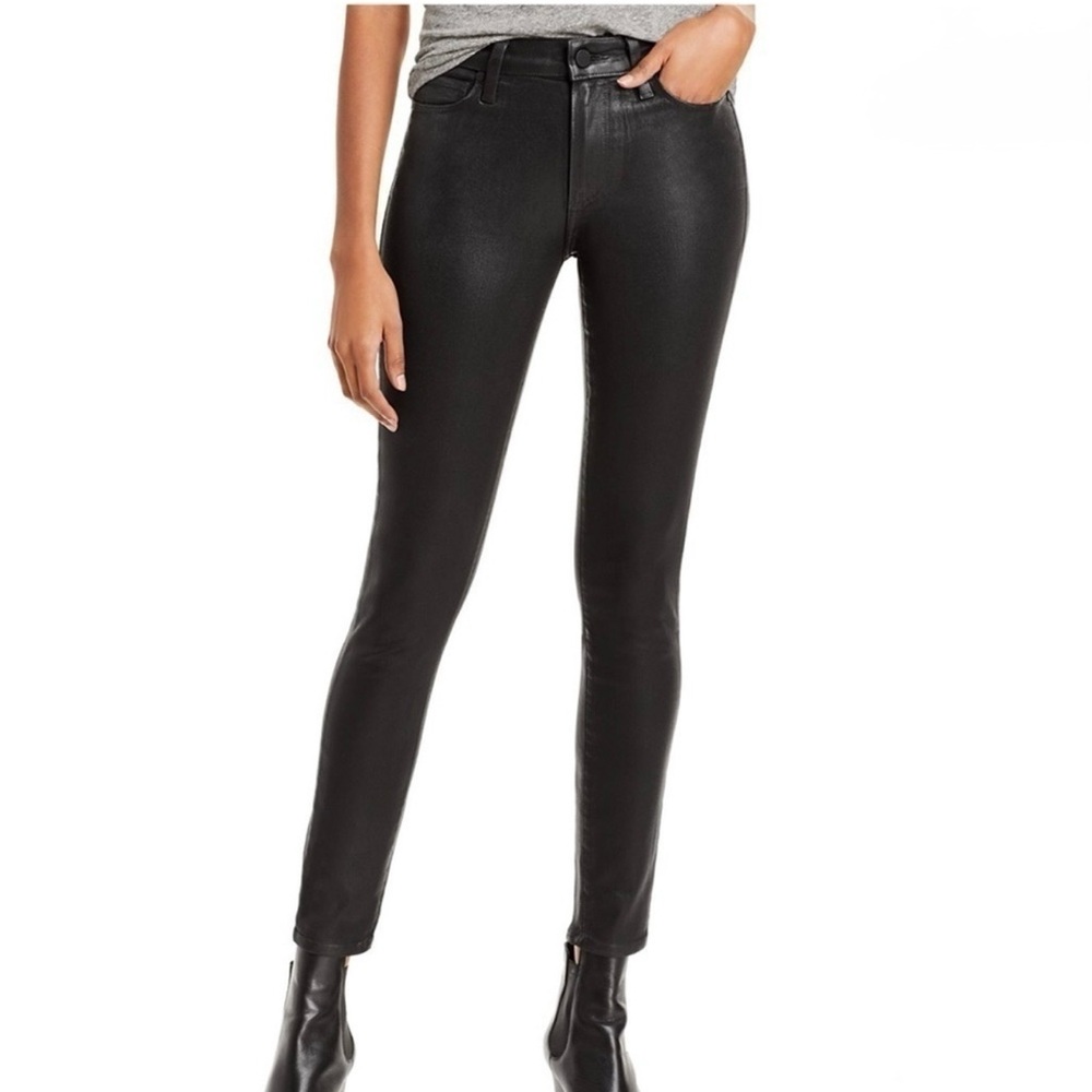 PAIGE Hoxton Skinny Ankle Black Coated Denim High Rise Jeans size 29 EUC